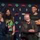 Martin Kove (L) and Stephen Lang (near R) give VFW director Joe Begos (C) a hard time at Fantastic Fest